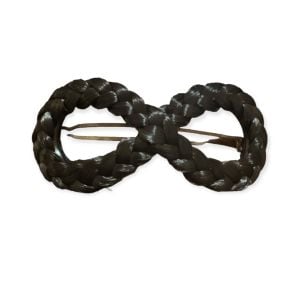 1970’s Braided XL infinity Shaped French Barrette, Black, Deadstock 