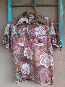 1970s Mens Hawaiian Shirt Sz 40