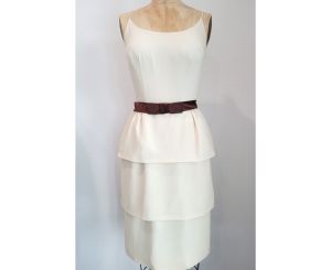 Original Jr. Theme of New York, cocktail dress with tiered straight skirt, contrast satin bow belt 