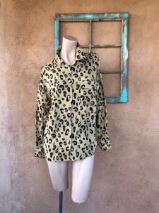 1980s 1990s Animal Print Rayon Blouse Marciano Guess Sz S M