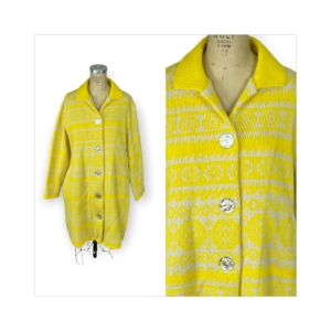 1960s sweater coat yellow cardigan