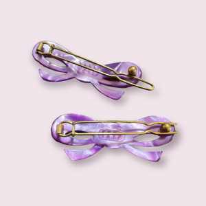 Vintage French Bow Barrettes in Pearlescant Purple, Pair, Deadstock  - Fashionconservatory.com