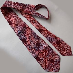 Burgundy Swirl Pattern Vintage 50s Swing Tie Necktie