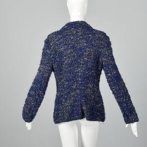 Medium 1990s Armani Sweater Blue Knit Cardigan - Fashionconservatory.com