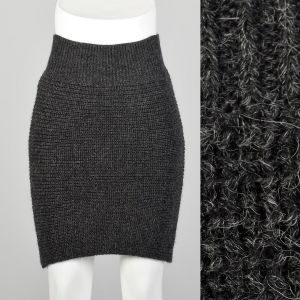 XS Chloé Stretch Knit Mini Skirt Sexy Gray Body Con Wool Alpaca Designer Autumn
