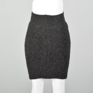 XS Chloé Stretch Knit Mini Skirt Sexy Gray Body Con Wool Alpaca Designer Autumn - Fashionconservatory.com