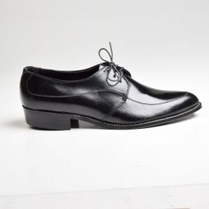 Sz8.5 Black Leather Lace-Up Milano Derby Deadstock Vintage Shoes - Fashionconservatory.com