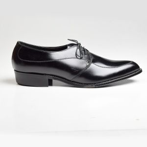 Sz9.5 1960s Black Leather Derby Milano Lace-Up Deadstock Vintage Shoes - Fashionconservatory.com
