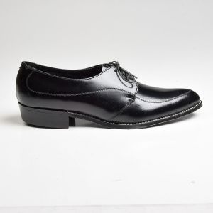 Sz9 Black Leather Milano Derby Vintage Lace-Up Deadstock Casual Shoes - Fashionconservatory.com