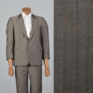 XS 36S 32x26.5 1960s Mens Suit Gray Multicolored Pinstripe Two Piece Jacket Blazer Flat Front Pants