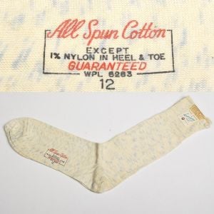 Deadstock 1950s Men's Cotton Socks Soft Ivory Rib Knit Tops Blue Fleck 