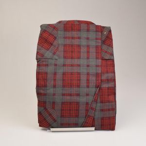 Small 1960s Mens Robe All Cotton Flannel Red Gray Plaid Sleepwear Loungewear - Fashionconservatory.com