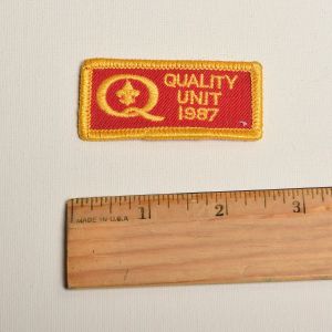 1980s Quality Unit 1987 Red Embroidered Sew On Patch Yellow Applique - Fashionconservatory.com