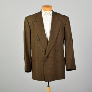44L Giorgio Armani Blazer Jacket Double Breasted Brown Peak Lapel Coat