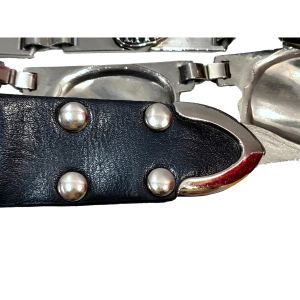 Black Leather & Chrome Biker Belt | Heavy Metal | 37.5 - 41.5'' - Fashionconservatory.com