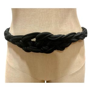 70s Black Braided Wide Knot Cord Belt |M - L - XL
