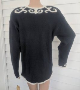 Vintage 90s Liz Claiborne Sweater Folkloric Fantasy Angora Silk L - Fashionconservatory.com