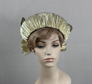Avant Garde Gold and Blue Church Hat by Deborah, Sz  VFG - Fashionconservatory.com
