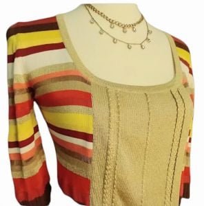 1990s Iconic Metallic Striped Pullover Sweater Top - Fashionconservatory.com
