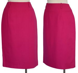 90s Kenzo Album Pink Wool Pencil Skirt, Made in France, Novelty Pocket, Size Small