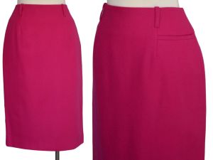 90s Kenzo Album Pink Wool Pencil Skirt, Made in France, Novelty Pocket, Size Small - Fashionconservatory.com