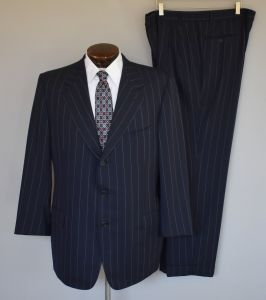 90s Blue & White Striped Men's Two Piece Suit, Zegna