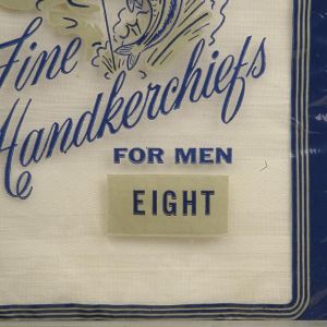 1950s Deadstock Men's Handkerchief 16 Pieces Cotton Feel White Thin Woven Stripe Border Two Packages - Fashionconservatory.com
