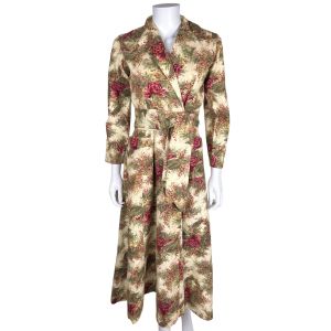 Vintage 1950s Dressing Gown Cotton Flannel Robe Sz M