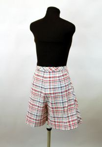 1960s tennis skirt skort plaid seersucker shorts red white blue cotton skirt - Fashionconservatory.com