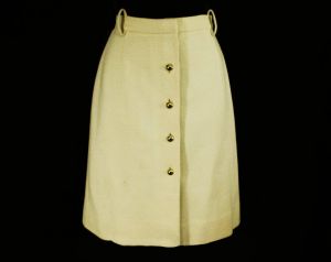 Size 6 Ivory Mini Skirt - Mod 1960s Cream Wool Knit - Posh 60s Go Go Girl - England Jaeger Label 