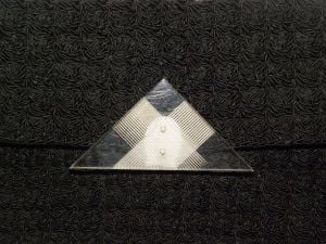 40's Large Black Corde Clutch Bag with Lucite Decorative Clasp | Vintage Envelope Style | Beautiful - Fashionconservatory.com