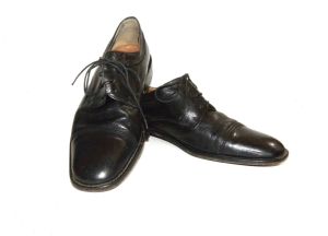 Vintage Italian Black Leather Cap Toe Oxfords | Mario Calugi ITALY | Men 9.5 M