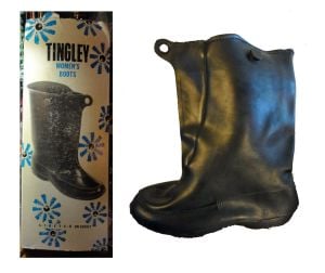 Vintage 1950s Boots Rubber Pull-on Golashes Black NOS New in Box Women's Made in USA