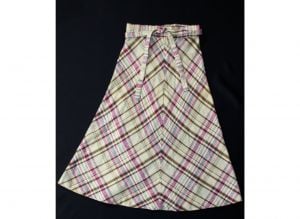 Size 2 1970s Plaid Skirt - XS 70s Magenta Purple Teal Blue Brown & White A Line Casual Wrap