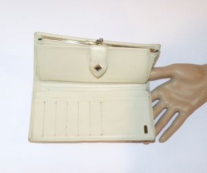 80s era Bally Bone Leather & Vinyl Monogram Wallet  | Checkbook Cover Made in ITALY | 7.5'' x 4'' - Fashionconservatory.com