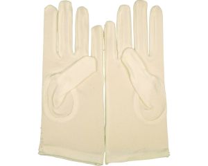 Vintage 1960s Gloves White Beaded Nylon Stretch Hong Kong NOS Unused One Size - Fashionconservatory.com
