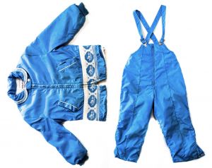 5T 1950s Blue Snow Suit - Shabby Condition Child's Ski Jacket, Pant & Two Hats - 50s 60s Turquoise