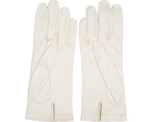 Vintage 1960s Gloves White Lattice Leather Unused Size 6 1/2 - Fashionconservatory.com