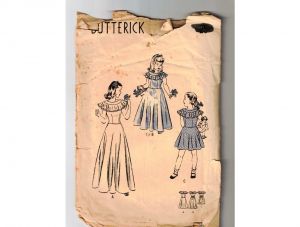 1930s 40s Girl's Dress Sewing Pattern - Child Size 8 Little Girls Party Frock - Long or Knee Length 