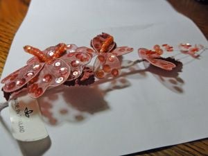 Vintage 80s Rose Pink Sequin and Beaded Flower For Hats Millinery Wedding by New Beginnings - Fashionconservatory.com