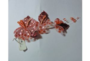 Vintage 1980s Rose Pink Beaded Flower Trim with Sequins For Hat Making Millinery Bridal Prom Sewing - Fashionconservatory.com