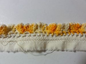 Vintage Handmade Crochet Lace Edging Variegated Orange and White Cotton 38'' by 3/4'' Trimming - Fashionconservatory.com