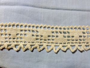 Antique Handmade Filet Crochet Lace Edging White Cotton 3 1/4 yards by 1'' Trim Home Decor Sewing - Fashionconservatory.com