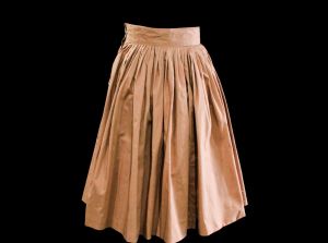 XXS 1940s Full Skirt - Size 2 Mocha Brown Pleated Cotton 40s 50s - Swing Era Teen Bobby Soxer Cute - Fashionconservatory.com