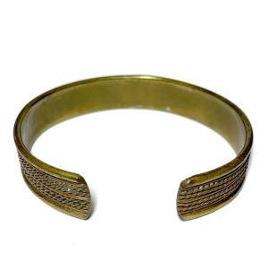 Vintage Copper & Brass Metal MCM Mid Century Modern Cuff Bracelet Mod Bohemian - Fashionconservatory.com