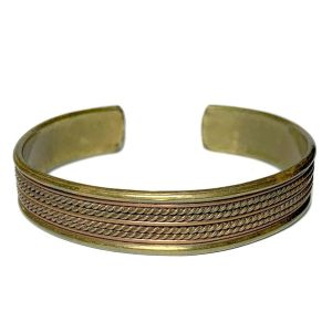Vintage Copper & Brass Metal MCM Mid Century Modern Cuff Bracelet Mod Bohemian