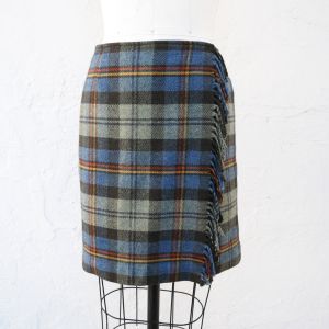 Plaid Wool Mini Skirt, Size S