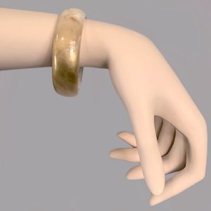 Vintage Translucent Gold Swirl Lucite Bangle Bracelet Chunky Plastic Mod MCM - Fashionconservatory.com