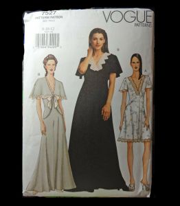 Vintage 80s Vogue Pattern Bed Jacket & Nightgown or Maxi Dress Uncut 7527 Size 8-12