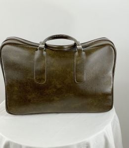 1970s 70s Samsonite soft faux leather Naugahyde suitcase duffle tote bag brown - Fashionconservatory.com